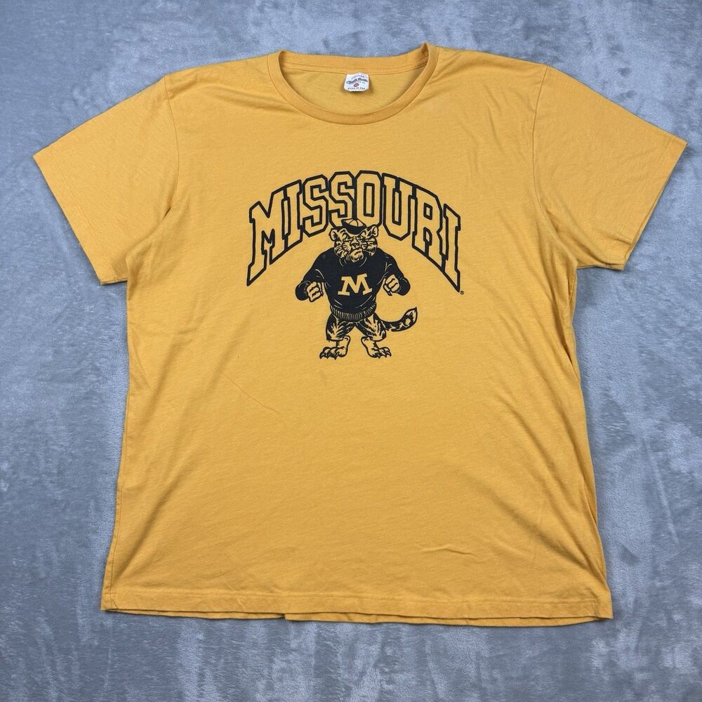 Missouri Tigers T-Shirt Men’s XL Gold Mizzou Truman Tiger Charlie Hustle USA